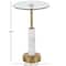 22" White Marble Round Accent Table with Gold Metal Rod & Base